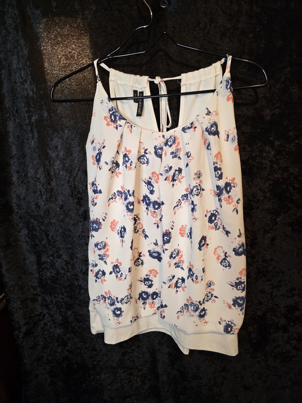 Maurices Cream Floral Spaghetti Strap Cami with Blue & Coral Flowers